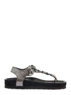 ISABEL MARANT 'BROOK' SILVER SANDALS WITH BRAIDED DESIGN IN METALLIC LEATHER WOMAN