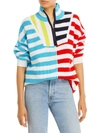 STAUD WOMENS STRIPE RIBBED PULLOVER SWEATER
