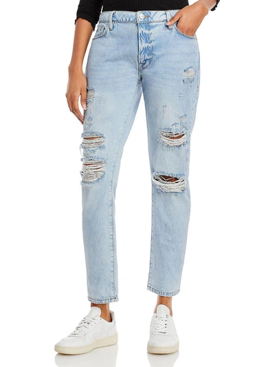 Frame Le Garcon Womens Distressed Raw Hem Boyfriend Jeans In Multi