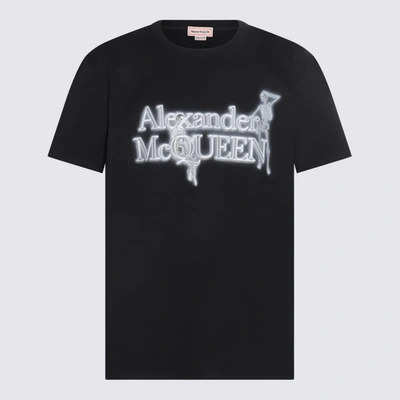 Alexander Mcqueen Skull Lettering Logo Printed Cotton T-shirt In Black