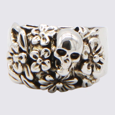 Alexander Mcqueen The Floral Skull 戒指 In Silver