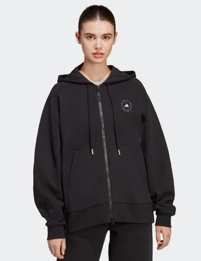 Adidas By Stella Mccartney Full-zip Logo Hoodie In Black