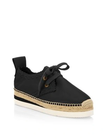 See By Chloé Glyn Leather Espadrille Trainers In Black
