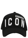 Dsquared2 Icon Embroidery Cotton Gabardine Cap In White/black