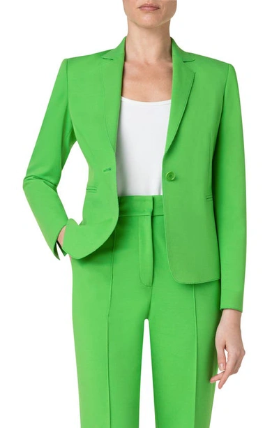 Akris Punto Lapel-collar One-button Jersey Jacket In Vibrant Green