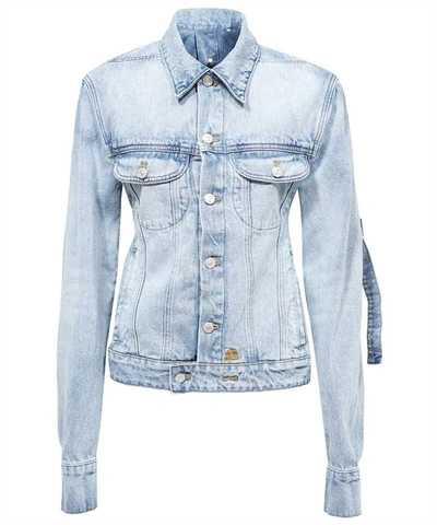 Courrèges Denim Trucker Jacket In Light Blue