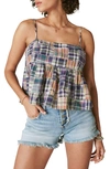 LUCKY BRAND HERITAGE PATCHWORK PLAID BABYDOLL CAMISOLE