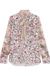 SEE BY CHLOÉ PUSSY-BOW FLORAL-PRINT CHIFFON AND SILK-GEORGETTE BLOUSE