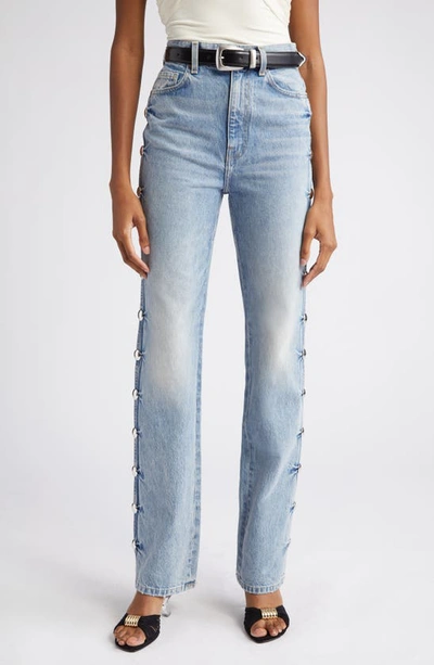 Khaite Danielle Studded High-rise Straight-leg Jeans In Blue