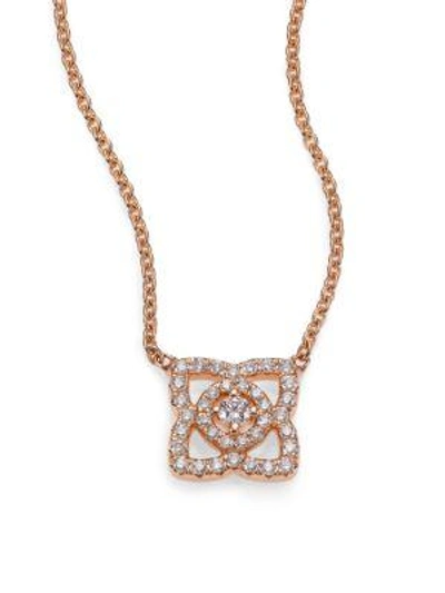 De Beers Enchanted Lotus 18ct Rose-gold And 0.15ct Round-cut Diamond Pendant Necklace In 18k Rose Gold
