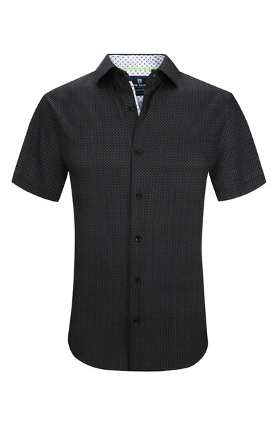 Tom Baine Slim Fit Short Sleeve Performance Stretch Button Down In Black