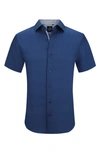 Tom Baine Slim Fit Performance Short Sleeve Button-up Shirt In Blue