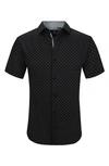 Tom Baine Slim Fit Short Sleeve Performance Stretch Button Down In Black