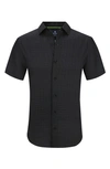 Tom Baine Slim Fit Performance Short Sleeve Button-up Shirt In Black