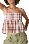 LUCKY BRAND PLAID BABYDOLL CAMISOLE
