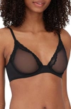 SKARLETT BLUE PASSION UNDERWIRE PLUNGE UNLINED MESH BRA