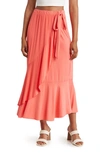 GO COUTURE GO COUTURE FAUX WRAP MIDI SKIRT