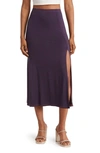 Go Couture Side Slit Maxi Skirt In Navy