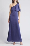 Sachin & Babi Chelsea One-shoulder A-line Gown In Deep Cobalt