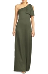 Sachin & Babi One-shoulder Satin Charmeuse Gown In Moss Green