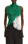 The Row Christa Crochet Knit Sleeveless Top In Green,white