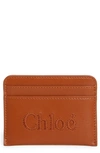 Chloé Sense Leather Card Case In Orange
