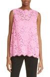 Dolce & Gabbana Sleeveless Lace Top In Bright Pink