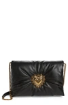 DOLCE & GABBANA DEVOTION LOGO HEART PUFFY LEATHER CROSSBODY BAG