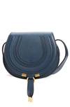 Chloé Marcie Mini Saddle Suede Crossbody Bag In Blue