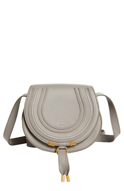 Chloé Marcie Small Saddle Crossbody Bag In Cashmere Grey