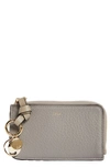Chloé Alphabet Zip Leather Card Holder In Cashmere Grey