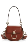 Chloé Mini Tess Day Shoulder Bag In Grained Leather In Sepia Brown