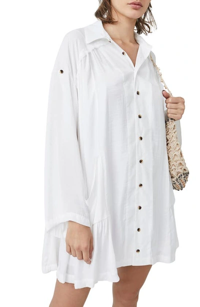 Free People Moonstruck Long Sleeve Shirtdress In Ivory