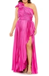 FABULOUSS BY MAC DUGGAL FABULOUSS BY MAC DUGGAL ROSETTE ONE-SHOULDER PLEATED GOWN