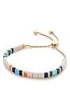 Monica Vinader Gold Delphi Multi Gemstone Friendship Bracelet Almond Jasper In 18ct Gold Vermeil/ Ss
