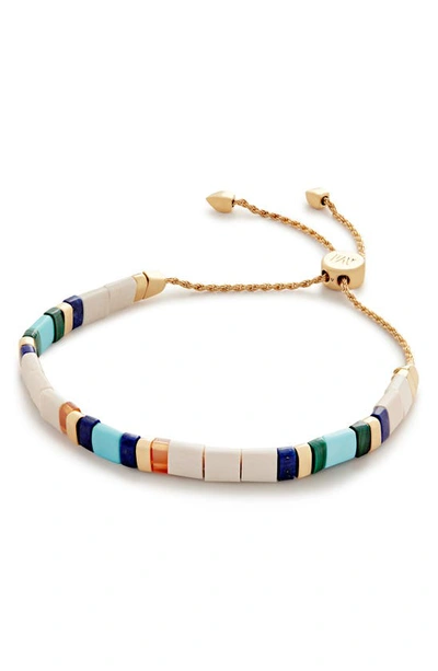 Monica Vinader Gold Delphi Multi Gemstone Friendship Bracelet Almond Jasper In 18ct Gold Vermeil/ Ss