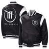 Starter Black Trackhouse Racing Force Play Full-snap Varsity Jacket In Black