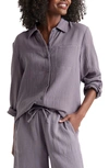 Splendid Kit Cotton Button-up Blouse In Oyster