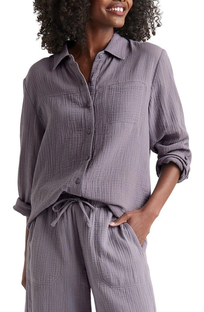 Splendid Kit Cotton Button-up Blouse In Oyster