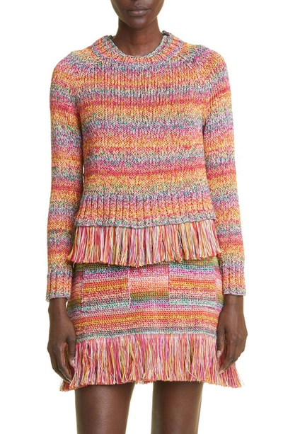 Oscar De La Renta Crocheted Cotton Sweater In Multi