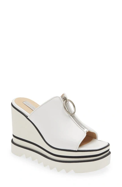 Stella Mccartney Sneak-elyse Zip Slide Wedge Sandals In White