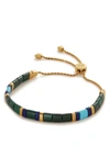 Monica Vinader Delphi Malachite Friendship Bracelet In 18ct Gold Vermeil/ Ss