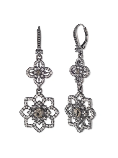 Marchesa Black Lace Double Drop Earring In Black Diamond