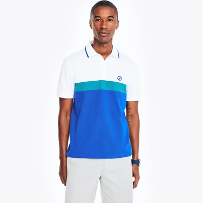 Nautica Mens Classic Fit Chest-stripe Polo In Blue