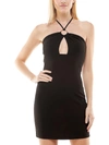 SPEECHLESS JUNIORS WOMENS CREPE MINI HALTER DRESS