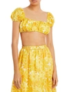 Faithfull The Brand Harlow Cropped Floral-print Linen Top In Gold