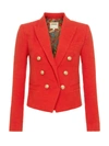 L'agence Kenzie Double Breasted Blazer In Fire Red Multi Paisley Scarf