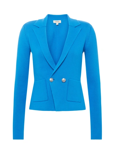 L Agence Sofia Knit Blazer In Neon Blue