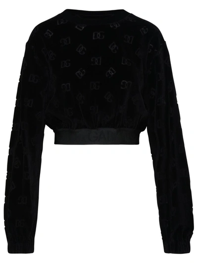 Dolce & Gabbana Logo-detail Cropped Sweatshirt In Black