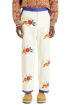 BODE FRUIT BUNCH APPLIQUÉ COTTON & LINEN PANTS